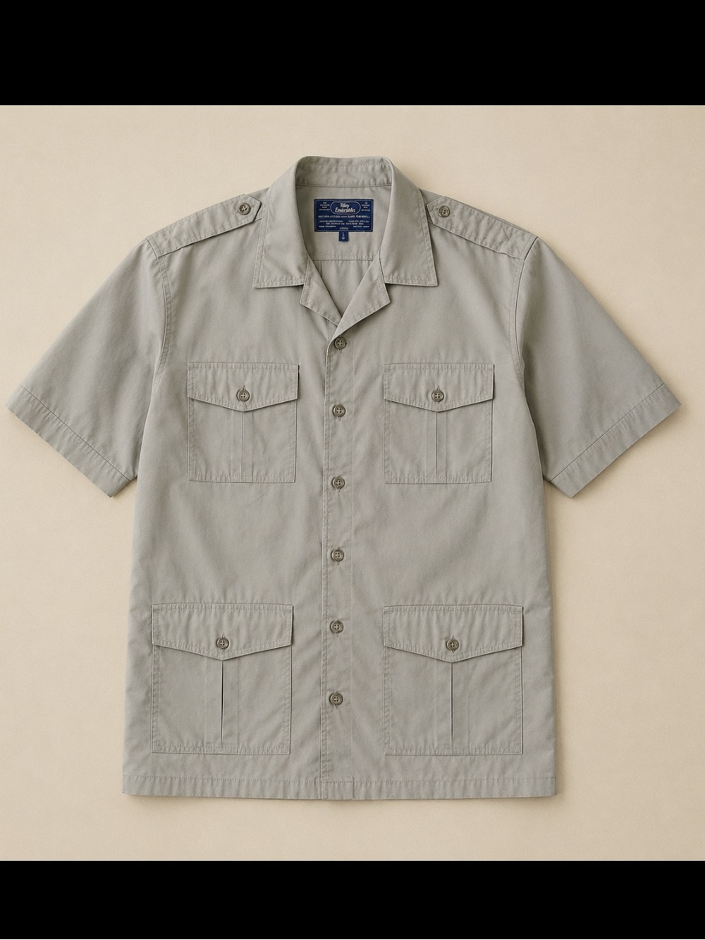 Tilley Endurables Safari Utility Shirt Men Large Beige Short Sleeve Pockets Camp